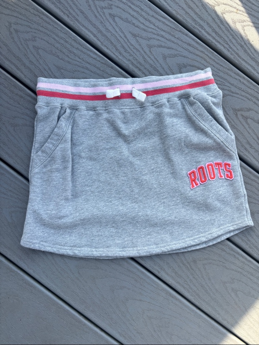 Roots Grey with Pink Accents, girls size 13-14